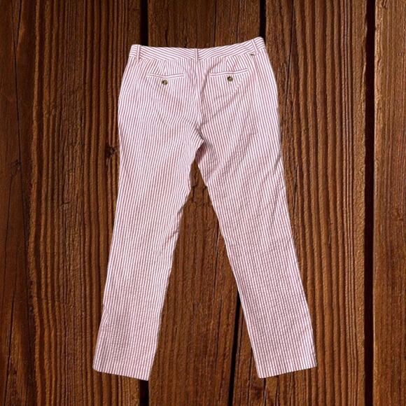Tommy Hilfiger red and white striped seersucker straight leg pants - Picture 4 of 9